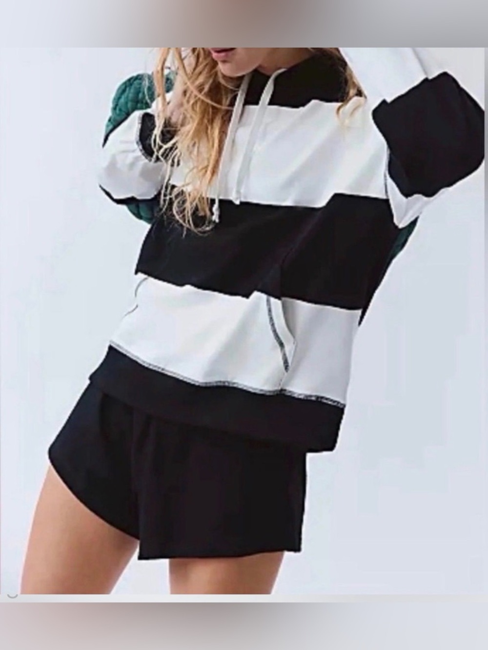 Free People Retro Rugby Hooded Set NWOT Small Black Ivory Lounge Set
